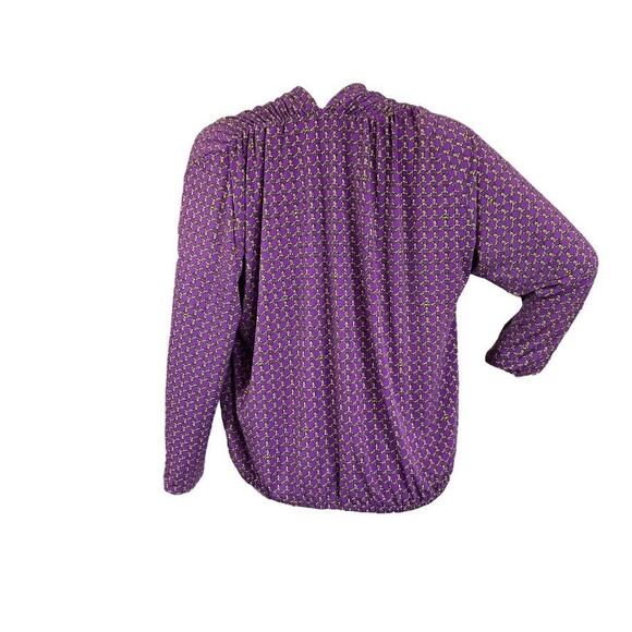 MICHAEL Michael Kors Purple Chain Link Faux Wrap Long Sleeve Blouse Size XL - Picture 2 of 5